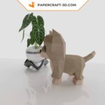 Papercraft of kitten in origami