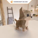 Papercraft of kitten in origami