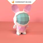 Papercraft rabbid astronaut in 3D origami
