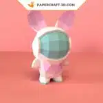 Papercraft coelho astronauta maluco em origami 3D, vista 4