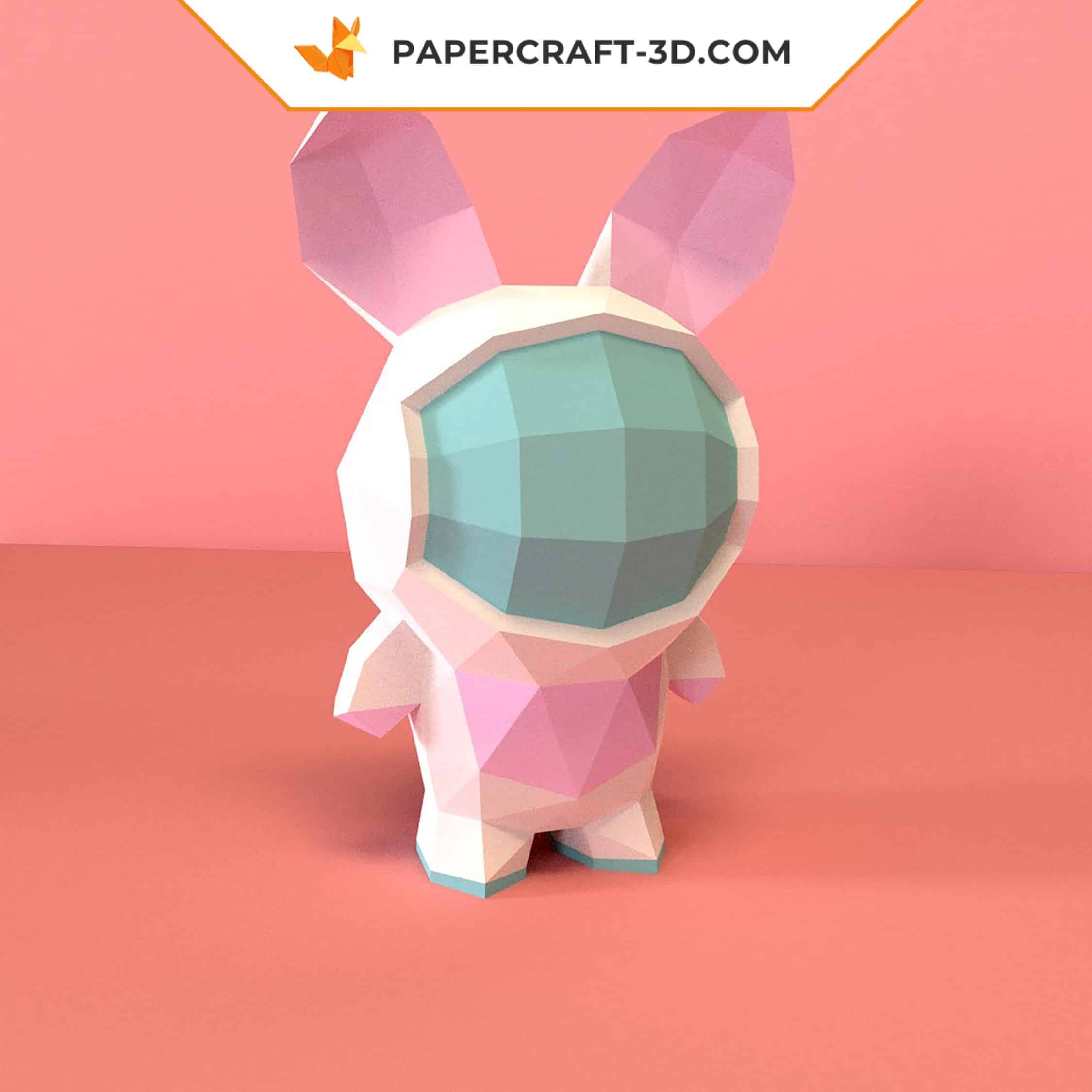 Papercraft rabbid astronaut in 3D origami