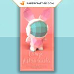 Papercraft rabbid astronaut in 3D origami