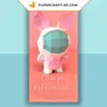 Papercraft coelho astronauta maluco em origami 3D, vista 5
