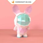 Papercraft rabbid astronaut in 3D origami