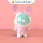Papercraft coelho astronauta maluco em origami 3D, vista 6