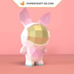 Papercraft rabbid astronaut in 3D origami