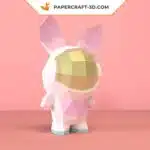 Papercraft coelho astronauta maluco em origami 3D, vista 7