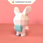 Papercraft rabbid astronaut in 3D origami