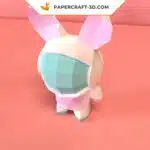 Papercraft coelho astronauta maluco em origami 3D, vista 9