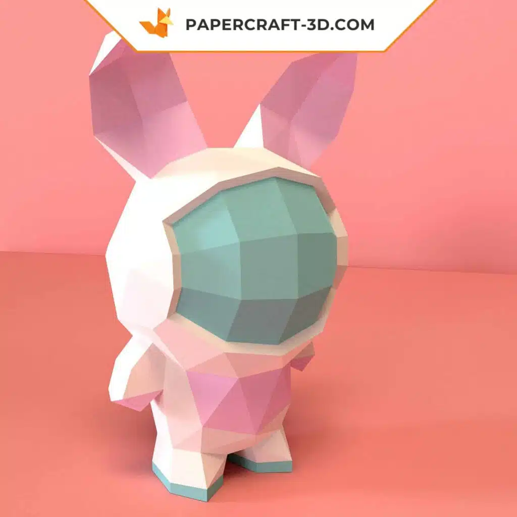 Papercraft de conejo loco astronauta en origami 3D