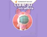 Papercraft lapin crétin astronaute en origami 3D