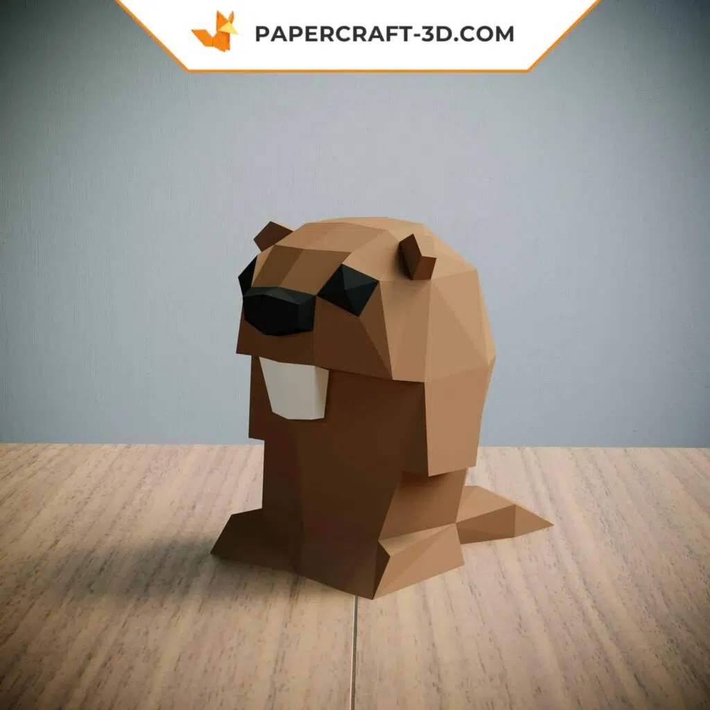 Papercraft di marmotta in origami 3D
