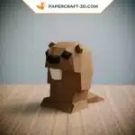 Papercraft de marmota em origami 3D