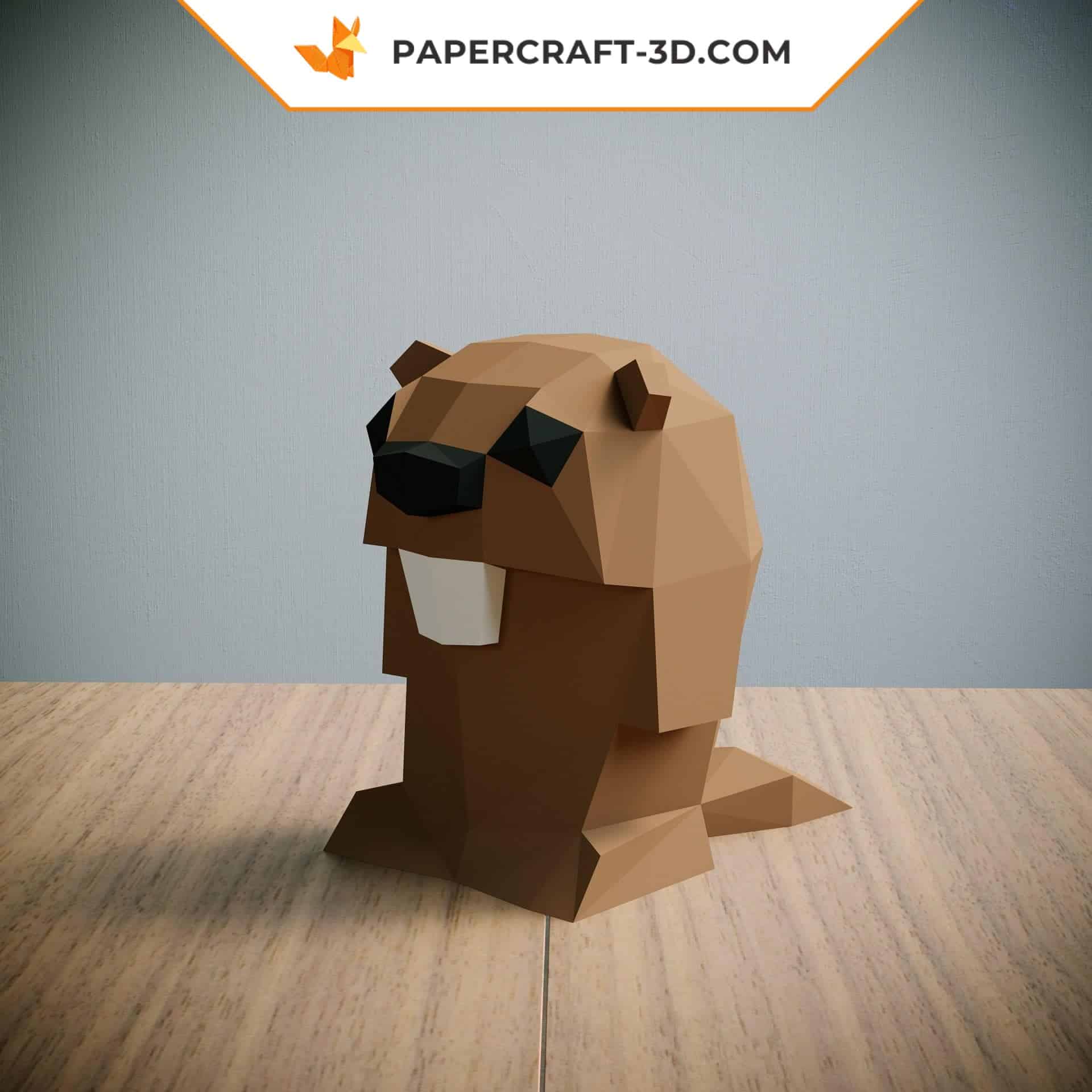 Papercraft de marmotte en origami 3D