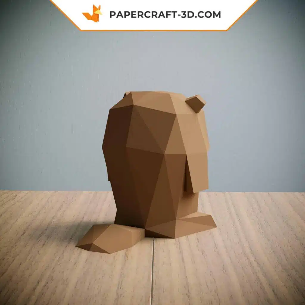 Papercraft de marmota em origami 3D