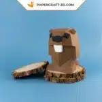 Papercraft de marmota em origami 3D