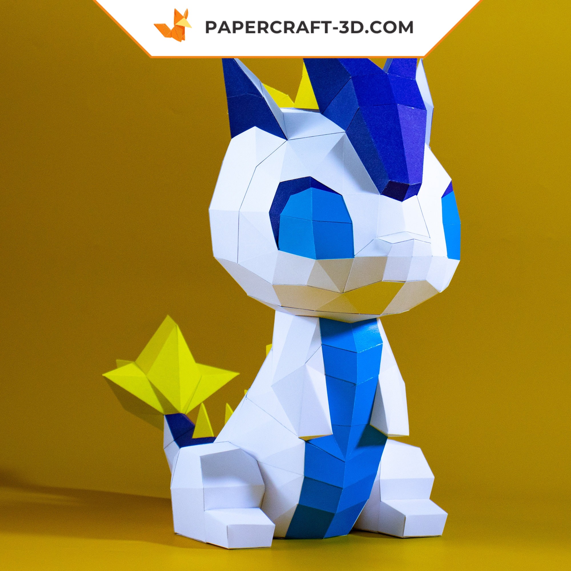 Papercraft pequeno dragão de desenho animado em origami 3D