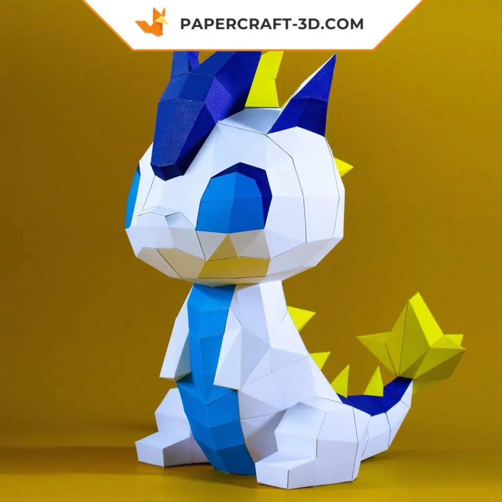Papercraft kleiner Cartoon-Drache als 3D-Origami