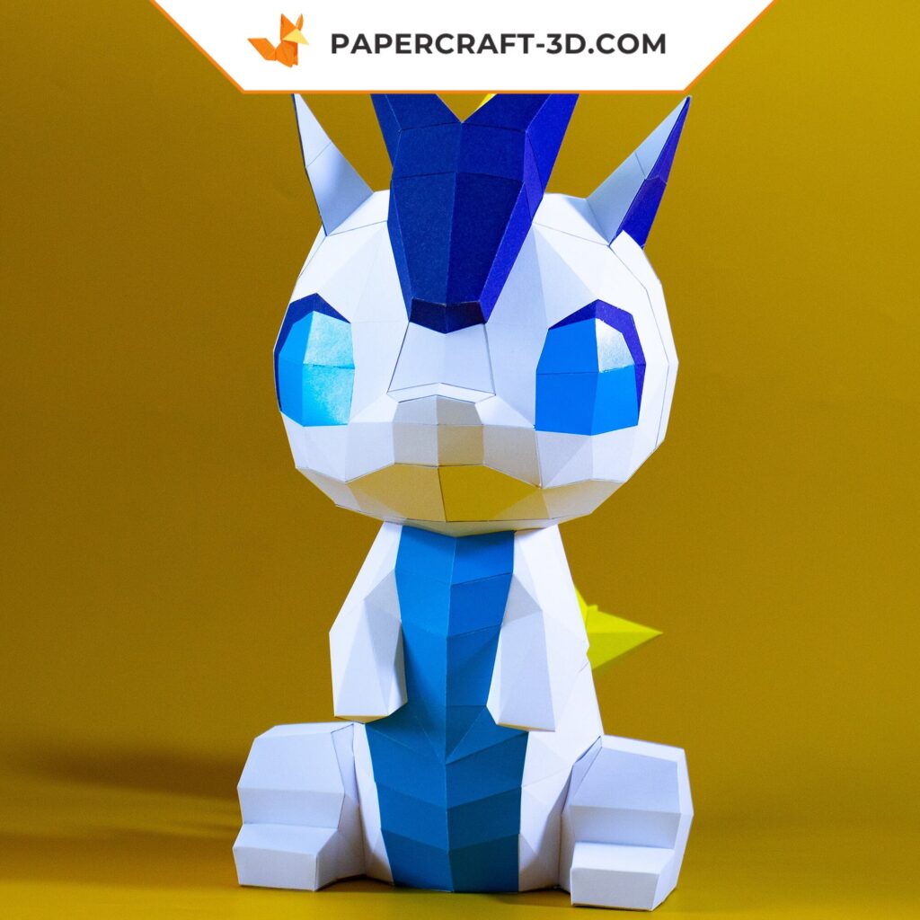 Papercraft de pequeno dragão cartoon em origami 3D