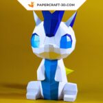 Papercraft pequeno dragão de desenho animado em origami 3D