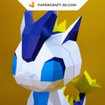 Papercraft pequeno dragão de desenho animado em origami 3D
