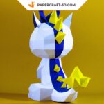 Papercraft pequeno dragão de desenho animado em origami 3D