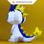 Papercraft pequeno dragão de desenho animado em origami 3D