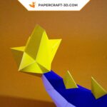 Papercraft pequeno dragão de desenho animado em origami 3D