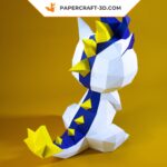 Papercraft pequeno dragão de desenho animado em origami 3D