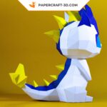 Papercraft pequeno dragão de desenho animado em origami 3D
