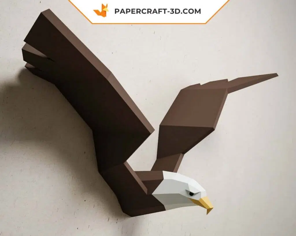 Papercraft aigle 3D en origami papier, weergave 2