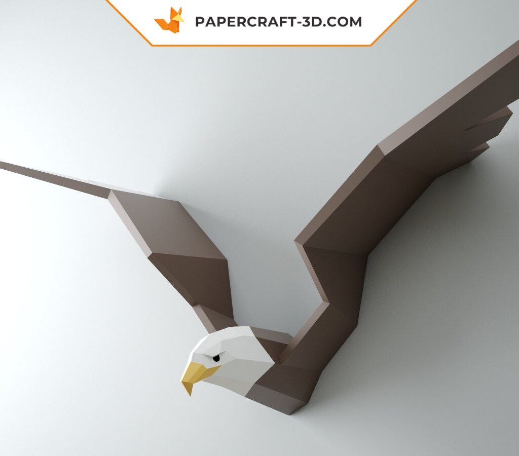 Papercraft de águia mural em origami