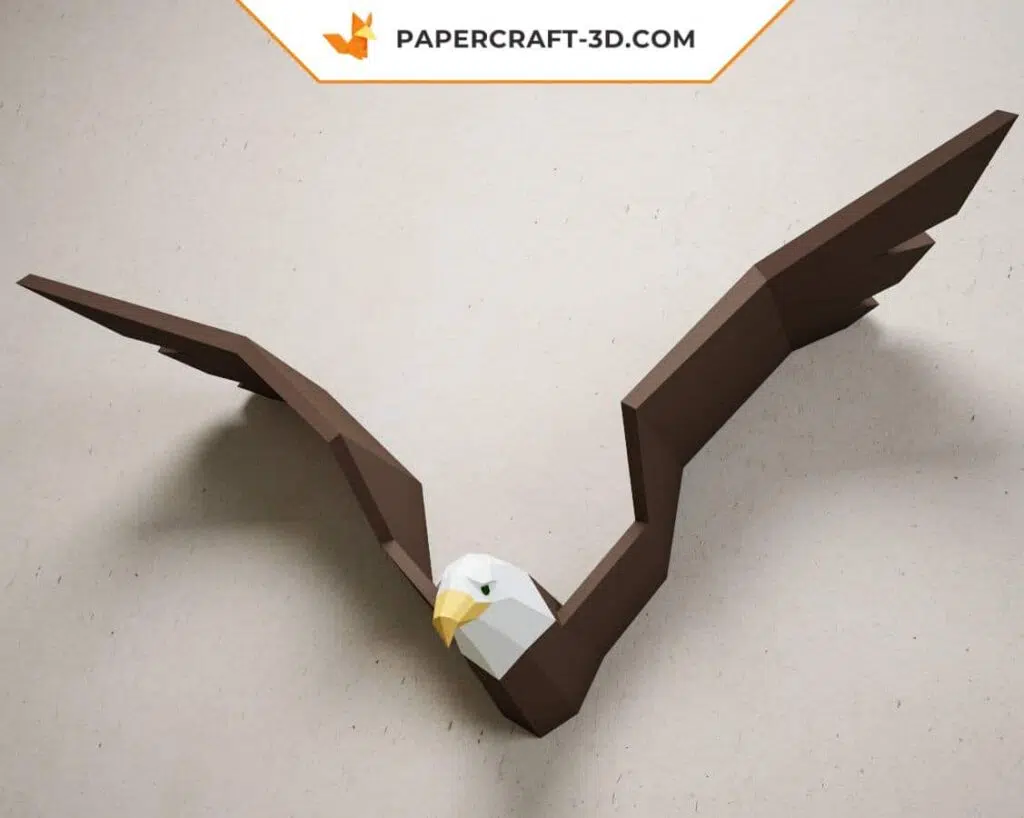 Papercraft aigle 3D en origami papier, weergave 3