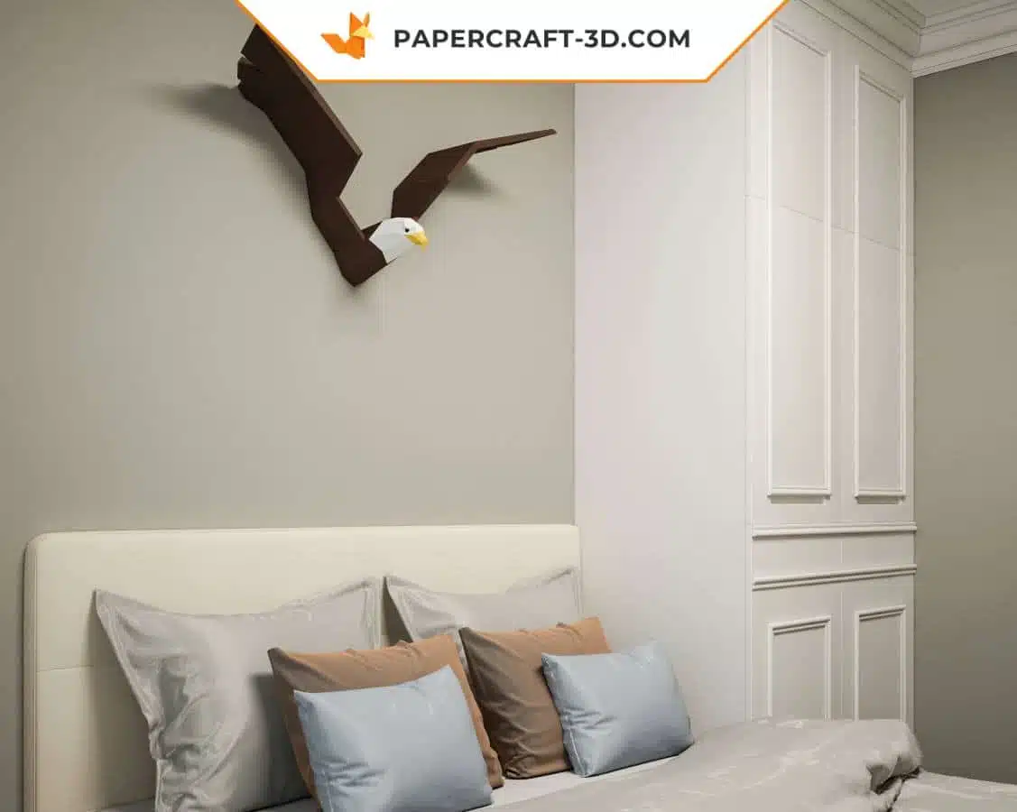 Papercraft aigle 3D en origami papier, weergave 4