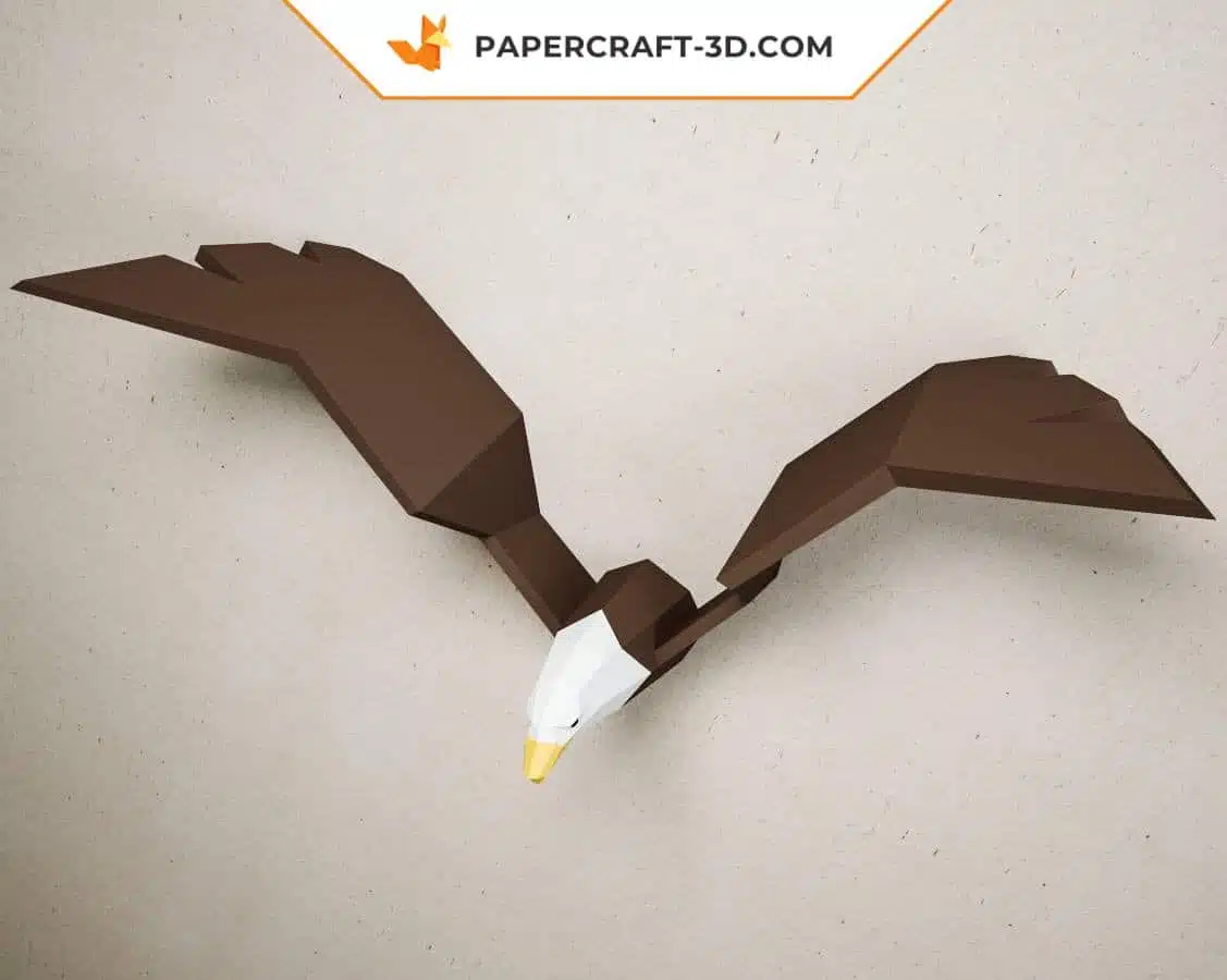 Papercraft aigle 3D en origami papier, weergave 5