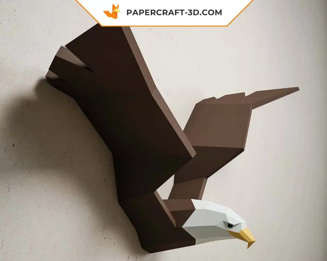 Papercraft aigle 3D en origami papier, weergave 6