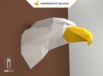Papercraft cabeza de águila mural origami 3D