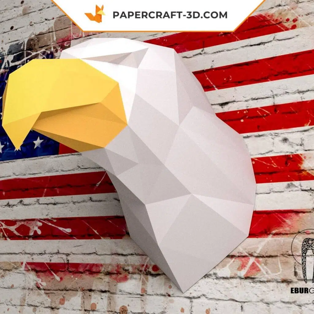 Papercraft 3D Origami Wand-Adlerkopf
