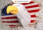 Papercraft cabeza de águila mural origami 3D