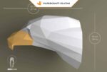 Papercraft cabeza de águila mural origami 3D