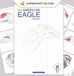 Papercraft cabeza de águila mural origami 3D