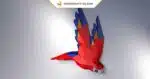 Papercraft Aile de Perroquet Macaw en origami papier 3D, weergave 2