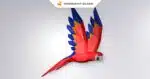 Papercraft Aile de Perroquet Macaw en origami papier 3D