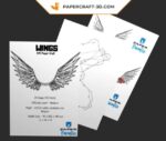 Papercraft angel wings in 3D origami