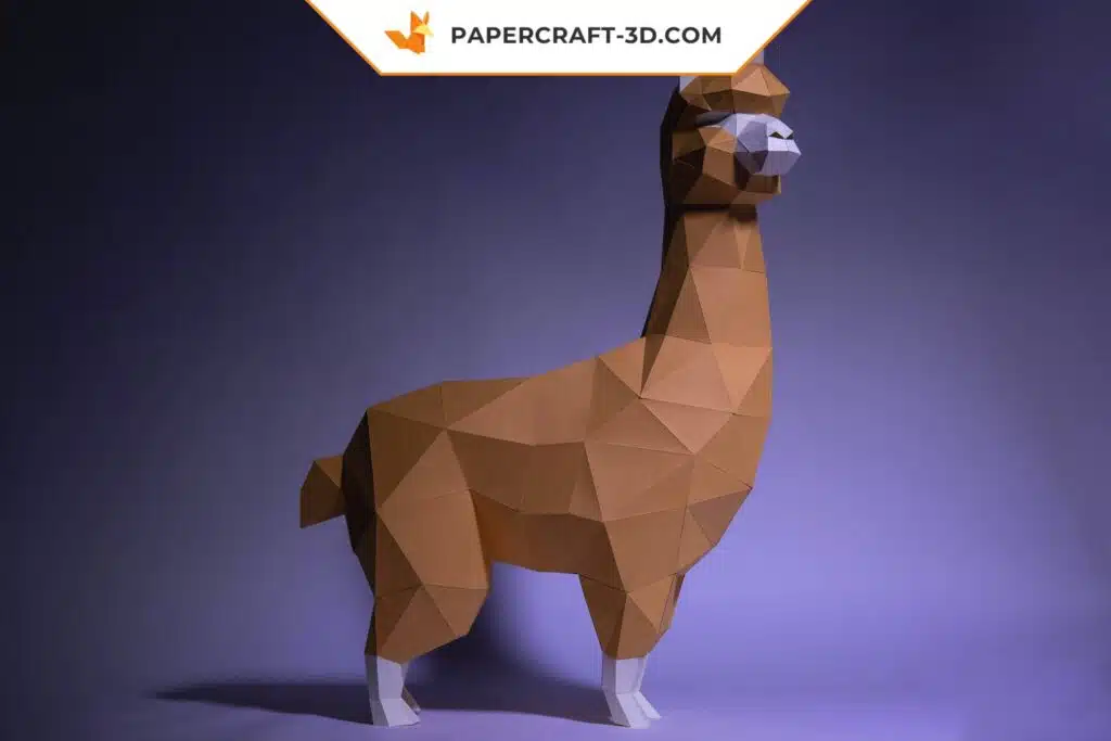 Papercraft Alpaga Lama en papier 3D origami, modèle à télécharger, weergave 2