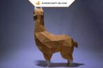 Papercraft alpaca llama in 3D origami