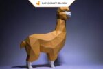 Papercraft alpaca llama in 3D origami