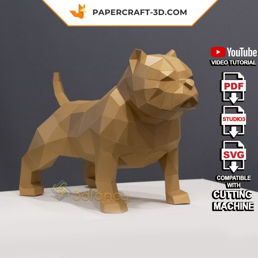 3D Origami American Bully Papercraft