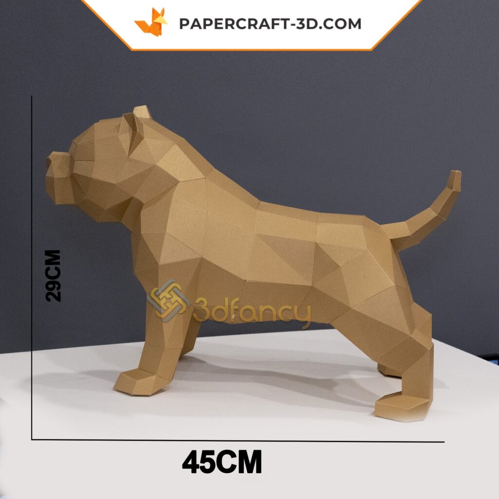 3D Origami American Bully Papercraft