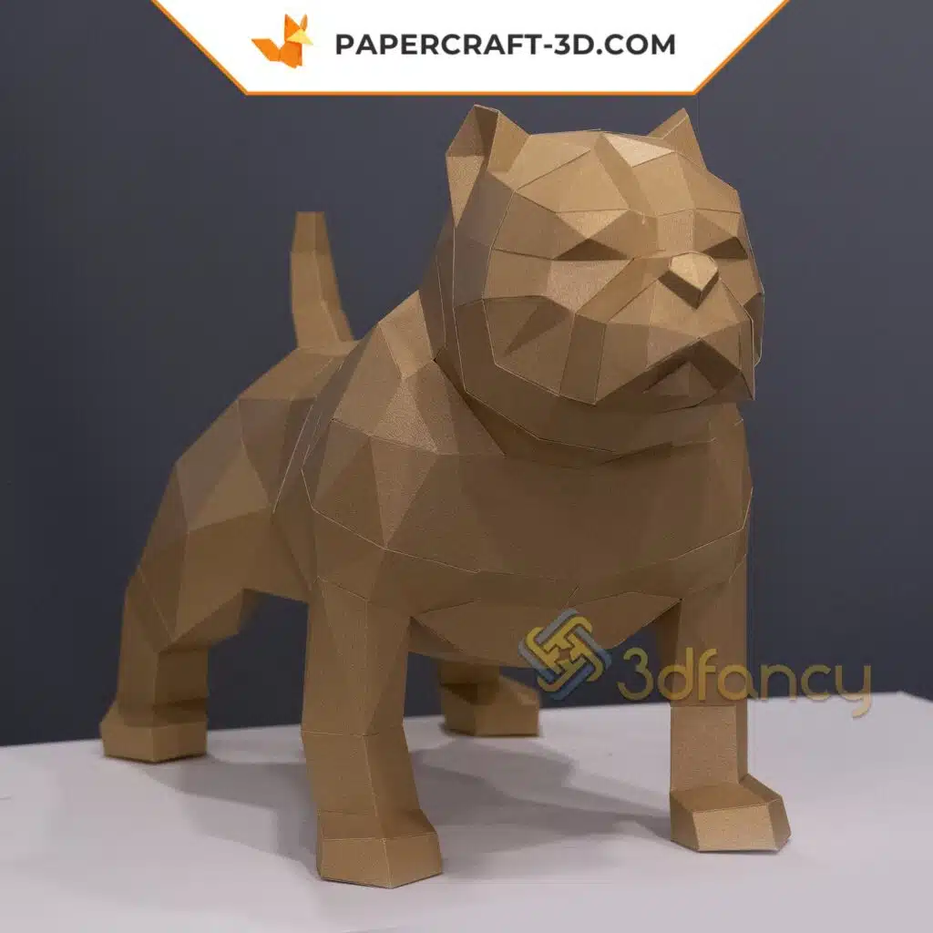 3D Origami American Bully Papercraft